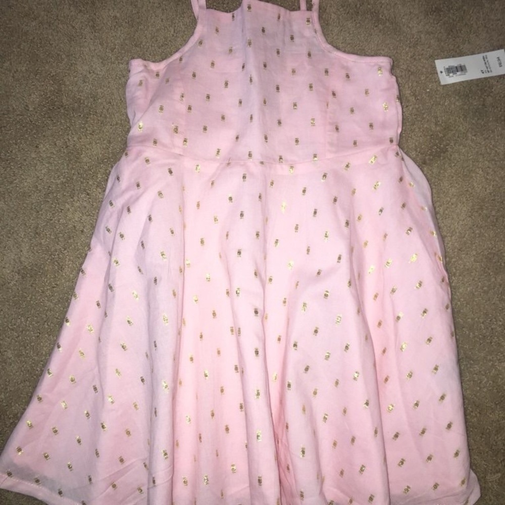 Adorable Pink & Gold Polka Dot Lined Dress.
